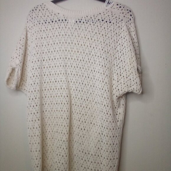 LOGG H&M Sweater S Women Short Sleeve Lace Open Knit Beige - Picture 3 of 16